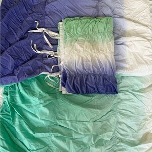 Potterybarn teen Blue and Green Ombré duvet and shams